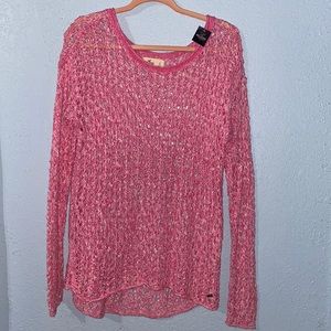 New Hollister Crochet Long Sleeve Summer Top/Cover Up Sz L